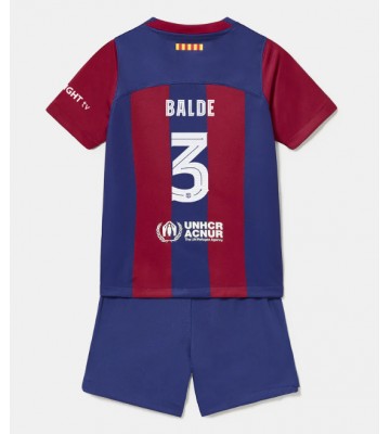 Barcelona Alejandro Balde #3 Primera Equipación Niños 2023-24 Manga Corta (+ Pantalones cortos)